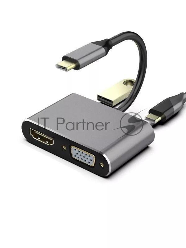 USB-концентратор Telecom TUC055, USB Type-C, HDMI/USB/PD/VGA, USB
