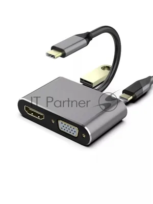 USB-концентратор Telecom TUC055, USB Type-C, HDMI/USB/PD/VGA, USB