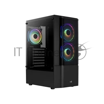 Компьютерный корпус MidTower Aerocool/Formula Quantum-G-BK-v2 черный без Б/п, ATX 3FRGb Fan on front panel