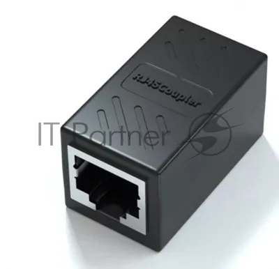 Модуль RJ-45 (F) <->RJ-45(F),FTP, проходной, ABS пластик, черный, cat.5e VCOM CT251S