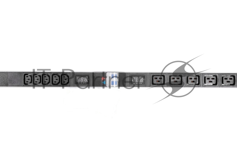 Блок силовых розеток Rem Rem-32, IEC 60320 С13 х 10, IEC 60320 С19 х 5, вход колодка, 19", 1436х45х45 мм (ВхШхГ), 32А, автомат + амперметр, чёрный, 2 