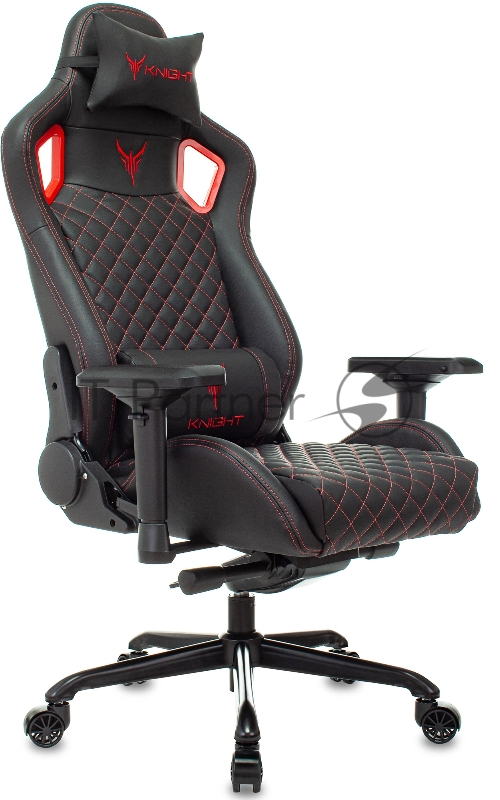 Кресло игровое Knight TITAN черный/красный ромбик эко.кожа с подголов. крестовина металл