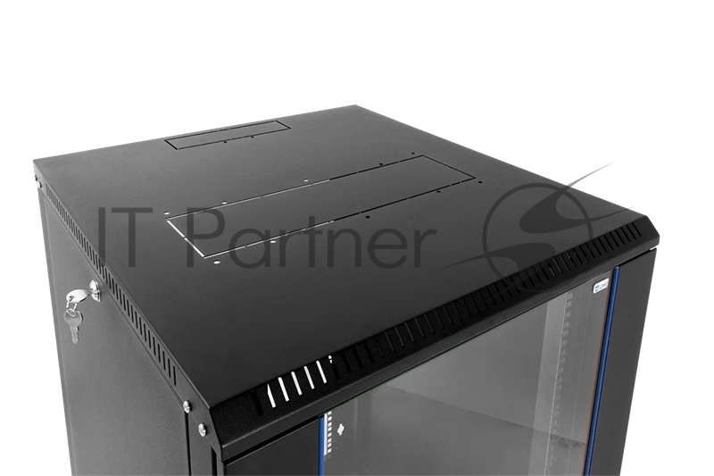 Шкаф телекоммуникационный настенный разборный ЦМО 18U (600 х 350) дверь стекло, черный (ШРН-Э-18.350-9005)
