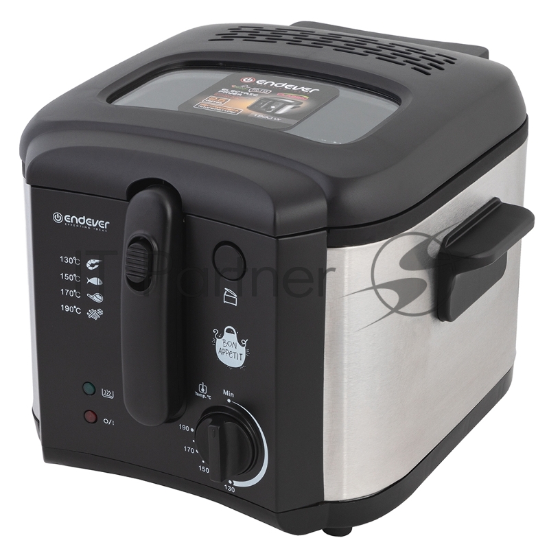 Фритюрница ENDEVER Skyline FR-115 чёрный/металлик, 1800 Вт, 2.5 л, 0.6 кг, антипригарное покрытие