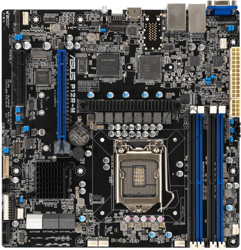Материнская плата серверная ASUS P12R-E, LGA1200, Intel C256, 4xDDR4 (ECC), 8xSATA, 2xM.2, 1xPCIe 4.0 x16, 3xPCIe 4.0 x8, 1xVGA, 1xHDMI, 2x1Gb LAN, 2xUSB-A 10Gbps, 2xUSB-A 5Gbps, ATX