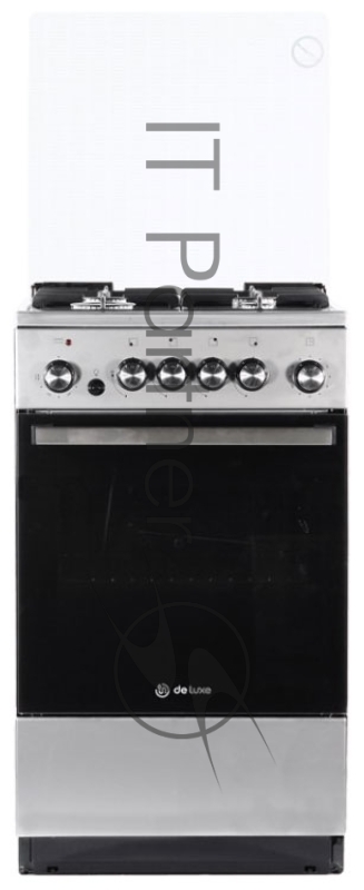 Плита комбинированная De Luxe 5040.41ГЭ (КР) ЧР-010 нержавеющая сталь, конфорок 4 шт, духовка 46 л, 50 см x 85 см x 50 см