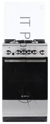 Плита комбинированная De Luxe 5040.41ГЭ (КР) ЧР-010 нержавеющая сталь, конфорок 4 шт, духовка 46 л, 50 см x 85 см x 50 см