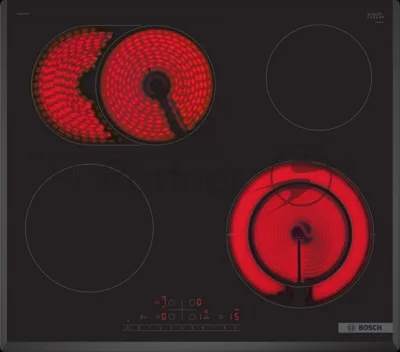 Электрическая варочная поверхность Bosch PKN651FP2E, 4 конфорки, с зоной расширения, стеклокерамика, 8300 Вт