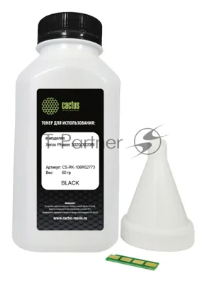 Тонер Cactus CS-RK-106R02773 черный флакон 60гр. (в компл.:чип) для принтера Xerox Phaser 3020/3020BI