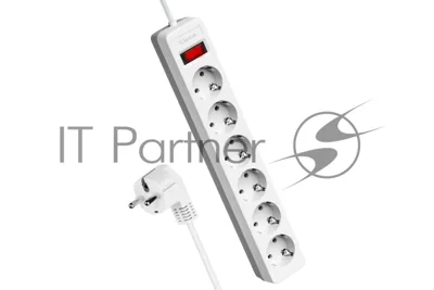 Удлинитель с сетевым фильтром Космос 6х3 м с заземл. 16А IP20 3.5 кВт с предохранителем 3х1 индикатор сети белый