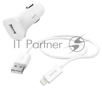 Автомобильное зарядное устройство Hama H-183291 1A кабель Apple Lightning белый