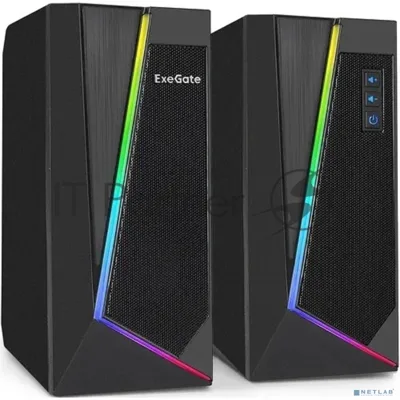 Акустическая система 2.0 ExeGate EX289688RUS Accord 240 (питание USB, 2х3Вт (6Вт RMS), 60-20000Гц, черный, RGb подсветка)
