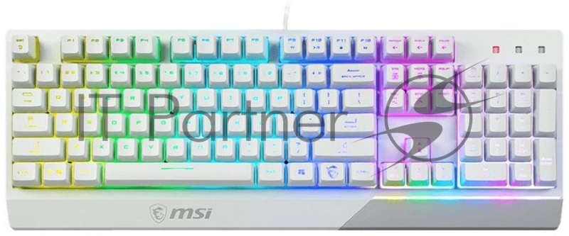 Клавиатура проводная MSI Vigor GK30 белый USB Multimedia for gamer LED (подставка для запястий)