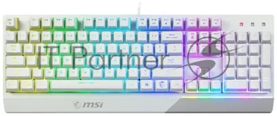 Клавиатура проводная MSI Vigor GK30 белый USB Multimedia for gamer LED (подставка для запястий)