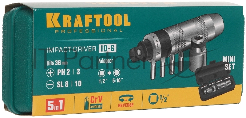 Отвертка ударно-поворотная KRAFTOOL ID-6, 6 предм.