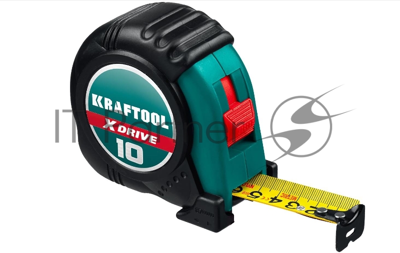 Рулетка KRAFTOOL X-Drive 10м / 25мм с ударостойким обрезиненным корпусом