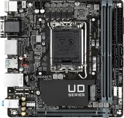 Материнская плата GIGABYTE H610I DDR4, LGA1700, Intel H610, 2xDDR4, 4xSATA, 1xM.2, 1xPCIe 4.0 x16, DisplayPort, HDMI, D-Sub, 1x1Gb LAN, 3x3.5 мм, 7.1, mini-ITX