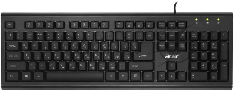 Клавиатура проводная Acer OKW120, USB, черный