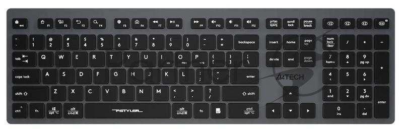 Клавиатура беспроводная A4Tech Fstyler FBX50C, USB, Bluetooth/Радиоканал, серый
