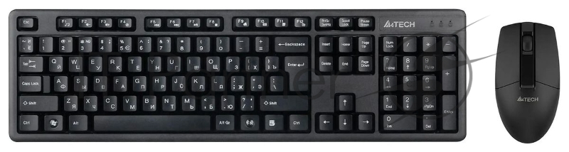 Комплект клавиатура+мышь A4Tech 3330N беспроводной, USB, 1200 DPI, чёрный