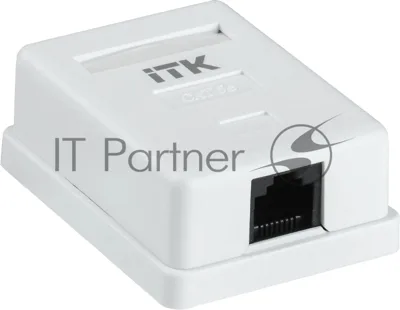 Розетка компьютерная ITK (CS2-1C5EF-12-G) настенная 49.2x62.5x25.2мм крышка RJ45 пластик белый