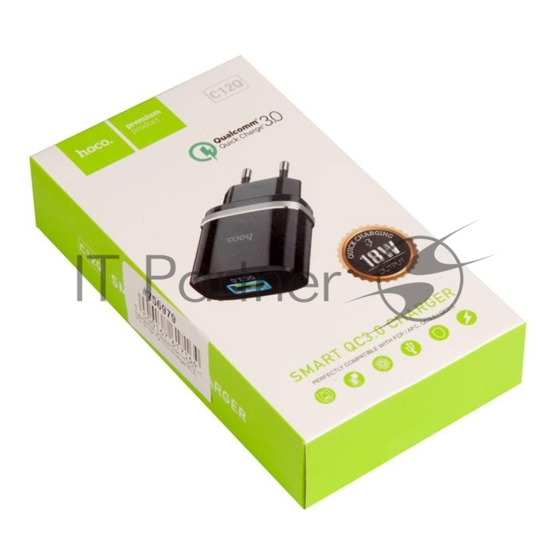 Сетевое зарядное устройство QC 3.0 HOCO HC-16255 C12Q 1 USB Выход: 5V_9V_12V, 18W черный