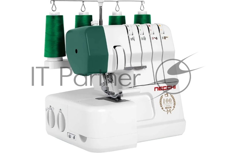 Оверлок Necchi 4537 2/3/4-х ниточный оверлок, LED подсветка, 12 видов швов, встроенный роликовый шов, встроенный дифференциал, свободный рукав, цветная система заправки, отключаемый верхний нож, металлическая станина¶Ширина шва 3 – 7мм, мах.длинна стежка 4мм, скорость шитья 1300ст/мин, мощность 100Вт., чехол мягкий.