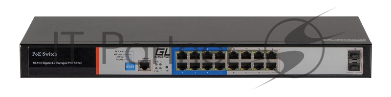 Коммутатор GIGALINK GL-SW-G205-16P, 16×1 Гбит/с PoE+ + 2×1 Гбит/с SFP, управляемый