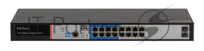 Коммутатор GIGALINK GL-SW-G205-16P, 16×1 Гбит/с PoE+ + 2×1 Гбит/с SFP, управляемый