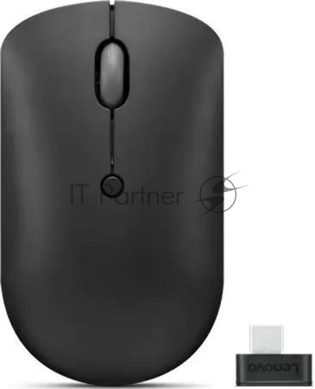 Мышь беспроводная Lenovo 400 черный, 2400 dpi, радиоканал, USB-C, кнопки - 4