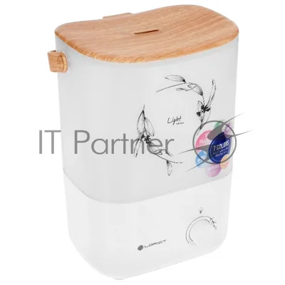 Увлажнитель воздуха LORIOT Light LHS-C300M белый, 25 м², 3 л, ультразвуковой, ароматизация, верхний залив воды, регулировка интенсивности, механическое управление, подсветка