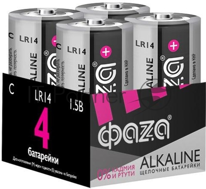 Элемент питания алкалиновый C/LR14 1.5В Alkaline Pack-4 (уп.4шт) ФАZА 5033160