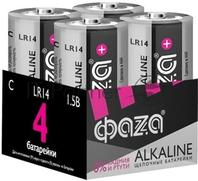 Элемент питания алкалиновый C/LR14 1.5В Alkaline Pack-4 (уп.4шт) ФАZА 5033160