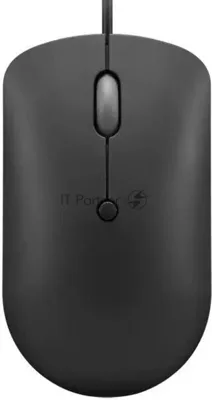 Мышь проводная Lenovo 400 черный, 2400 dpi, USB-C, кнопки - 4