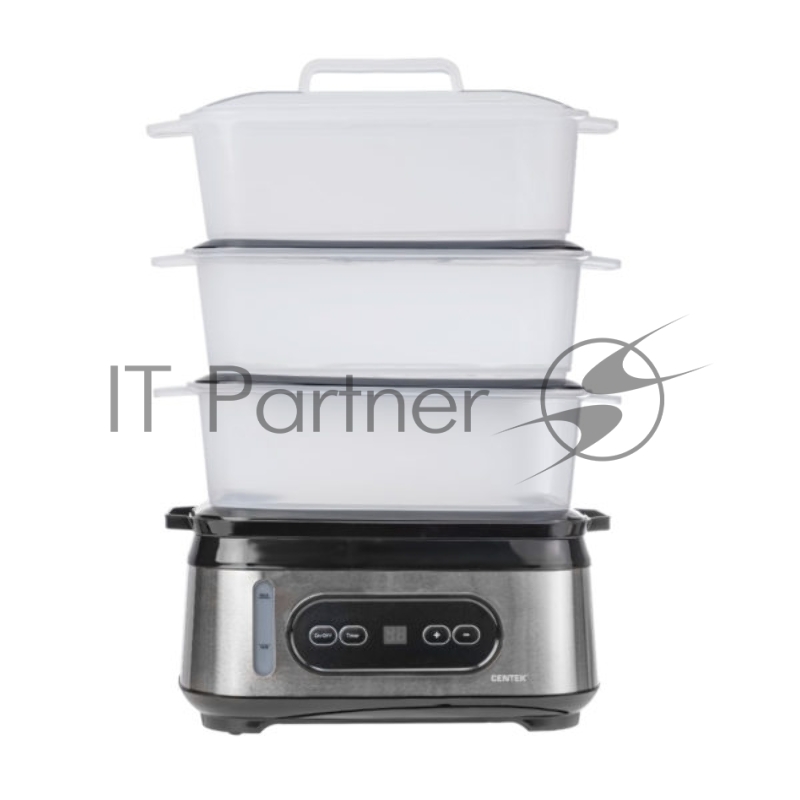 Пароварка Centek CT-1459 серебристый, 9 л, ярусы - 3, 1050 Вт, электронное