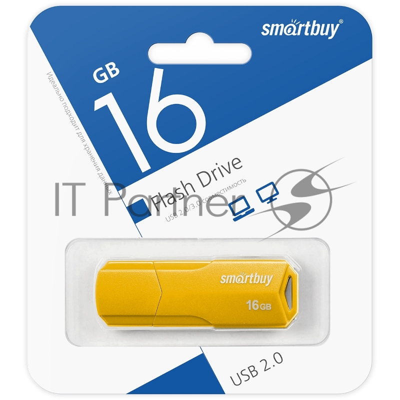 Флешка USB Smartbuy CLUE Yellow (SB16GbCLU-Y), 16Gb, USB 2.0, R/W 25/15, желтый