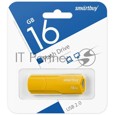 Флешка USB Smartbuy CLUE Yellow (SB16GbCLU-Y), 16Gb, USB 2.0, R/W 25/15, желтый