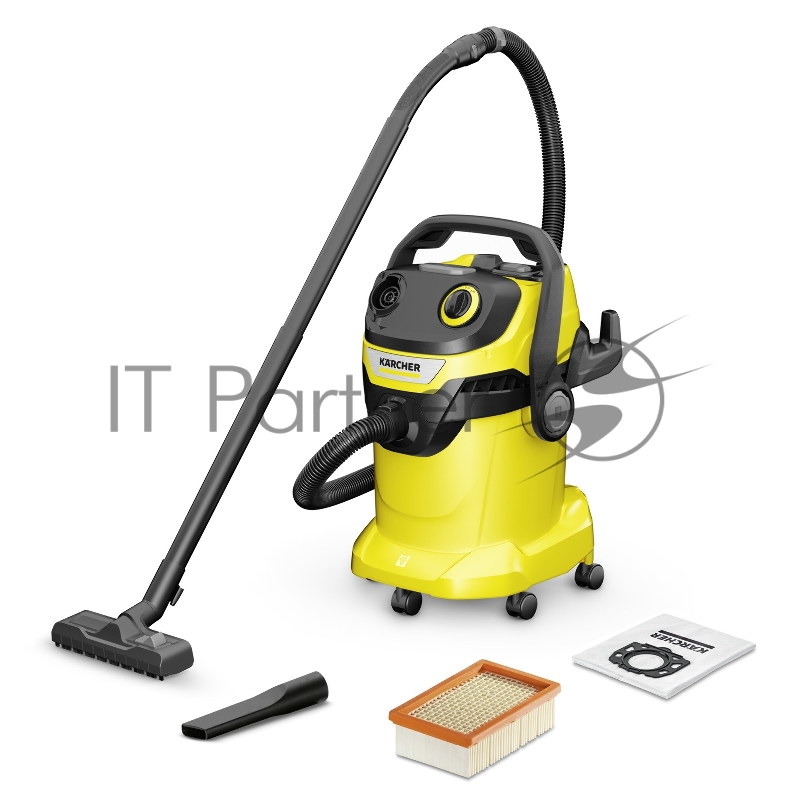 Строительный пылесос Karcher WD 5 V-25/5/22 желтый, 1100 Вт, уборка сухая/сбор воды, пылесборник мешок/контейнер, 25 л