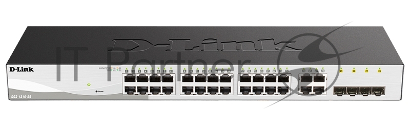 Коммутатор D-Link DGS-1210-28/F3A, 24×1 Гбит/с + 4×1 Гбит/с Combo, настраиваемый