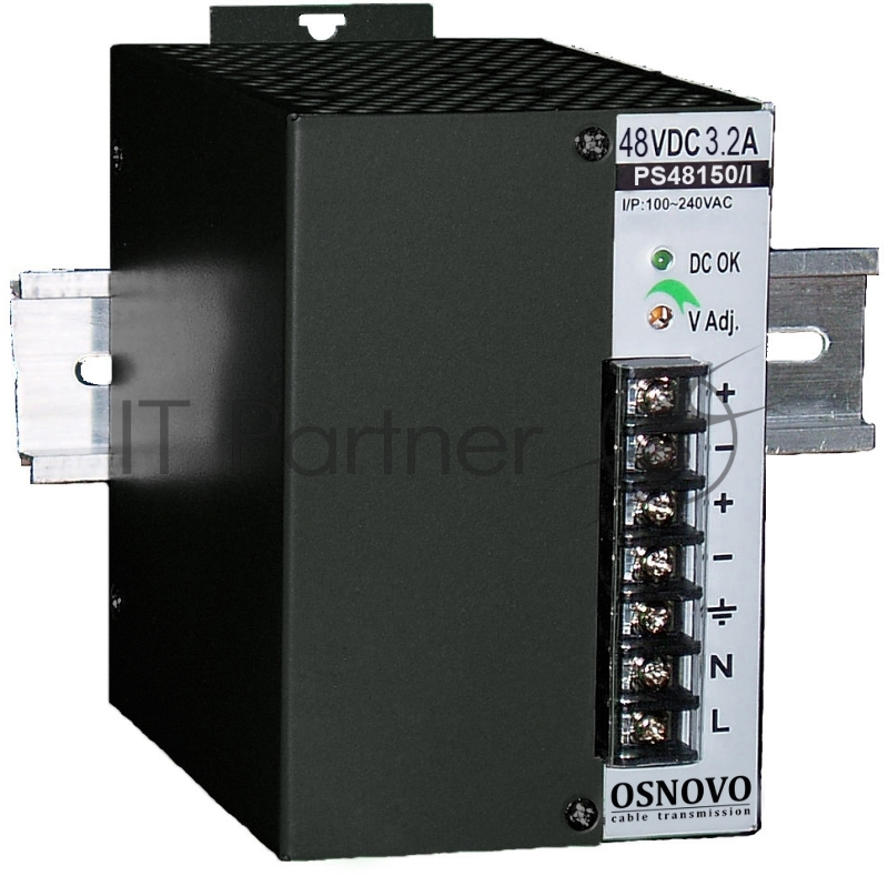 Промышленный блок питания OSNOVO DC48V, 3.2A (150W). Диапазон входных напряжений: AC195-265V