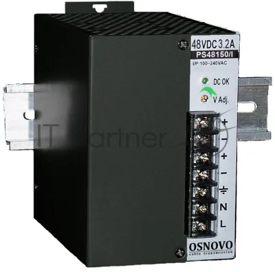 Промышленный блок питания OSNOVO DC48V, 3.2A (150W). Диапазон входных напряжений: AC195-265V