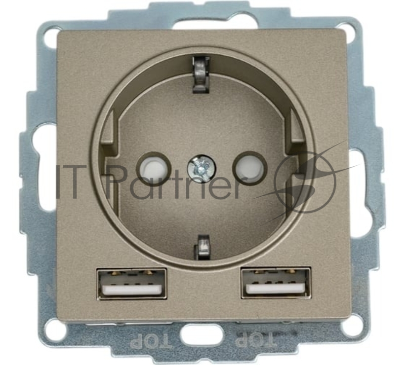 Розетка SE AtlasDesign Шампань SO + USB A+A, 5В/2,4А, 2х5В/1,2А, механизм