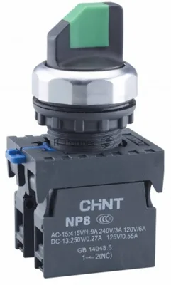 Переключатель с фиксацией CHINT NP8-10X/21 без подсветки 1НО черный IP65