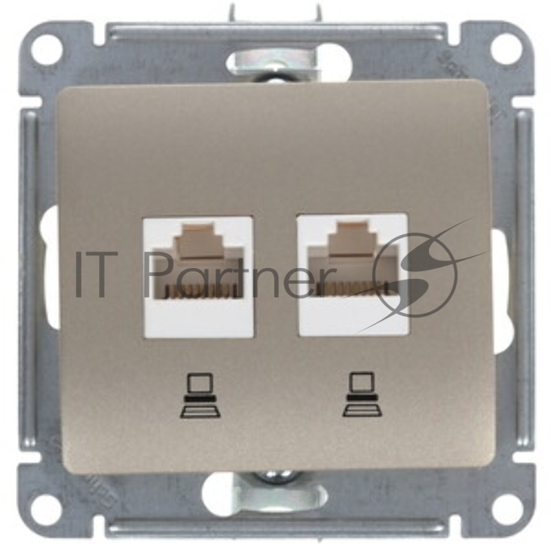 Розетка компьютерная 2-ая компьютерная RJ45+RJ45, кат.5E SE Glossa Графит