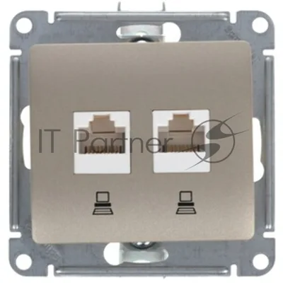 Розетка компьютерная 2-ая компьютерная RJ45+RJ45, кат.5E SE Glossa Графит