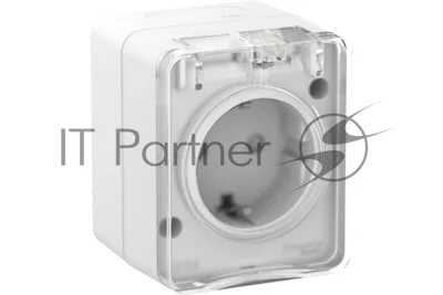 Розетка 1-м ОП AtlasDesign Profi54 16А IP54 250В с заземл. защ. шторки белый SchE ATN540145