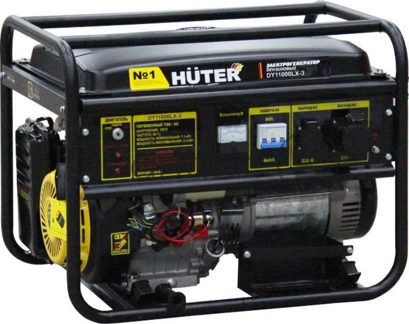 Электрогенератор бензиновый Huter DY11000LX-3, 9 кВт, 91 дБ, 85 кг