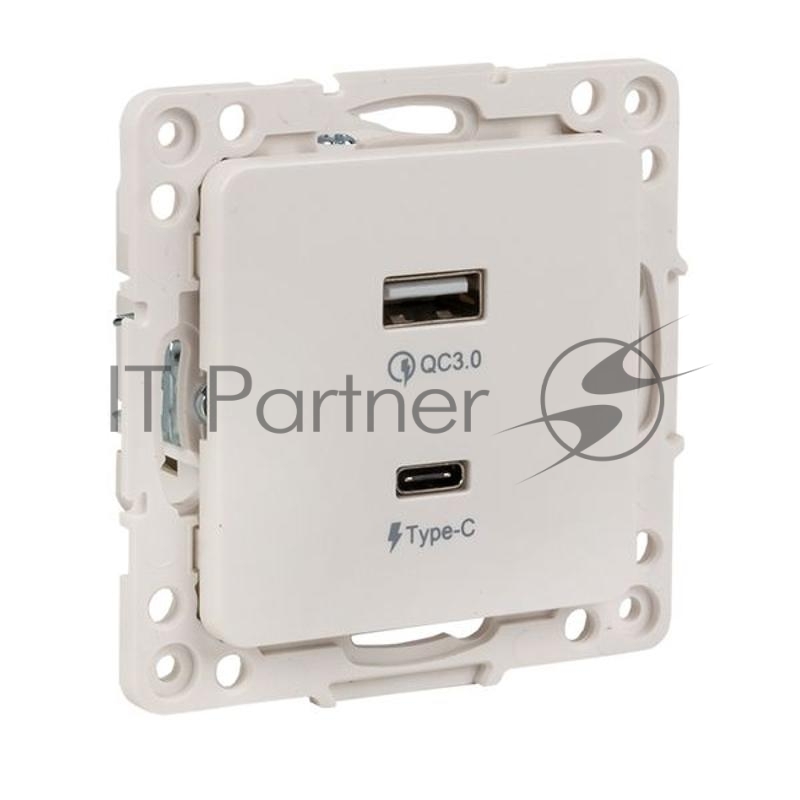 Розетка с 2 USB type A+C PROxima Стокгольм Белый