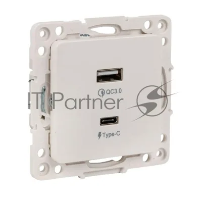 Розетка с 2 USB type A+C PROxima Стокгольм Белый