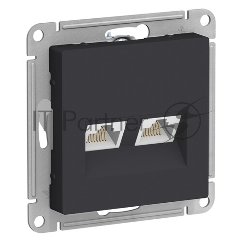 Розетка компьютерная двойная RJ45+RJ45, кат.6А, механизм SE AtlasDesign Карбон